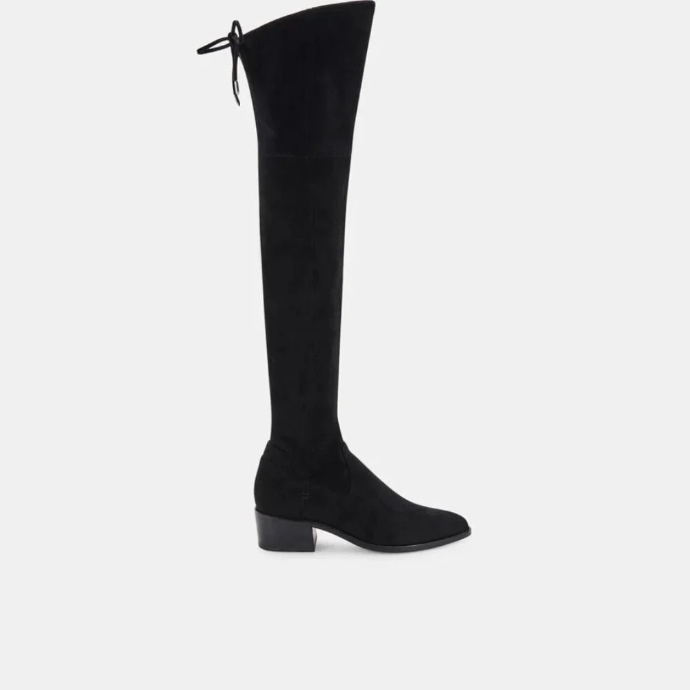 BNIB Dolce Vita Alsie Over-the-Knee Flat Boot in Black Stella Suede